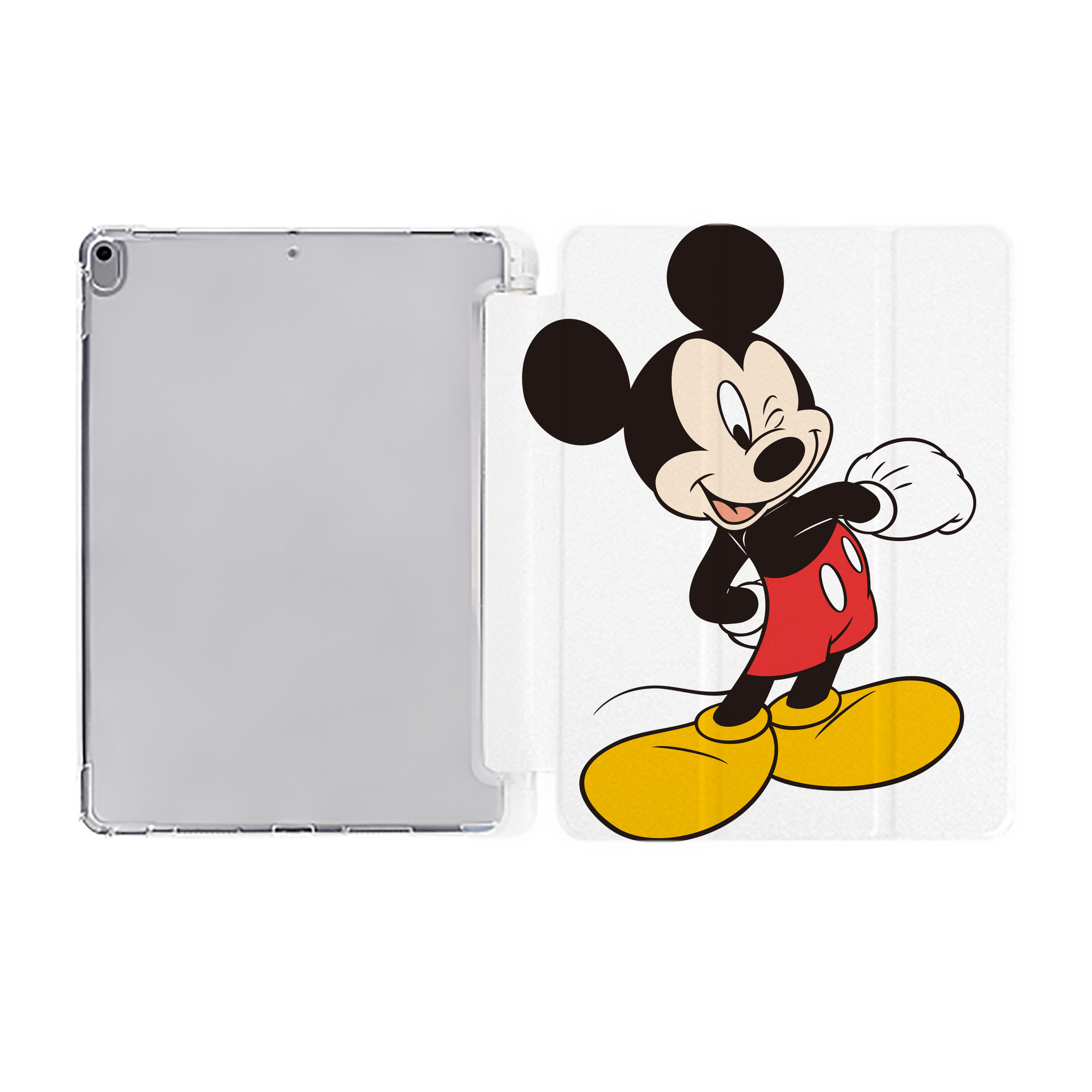 （画像用） ミッキーマウス Mickey Mouse IPad ケース ペン収納付き 三つ折りスタンド PUレザー×シリコン 対応機種9.5/10.5/10.9インチ